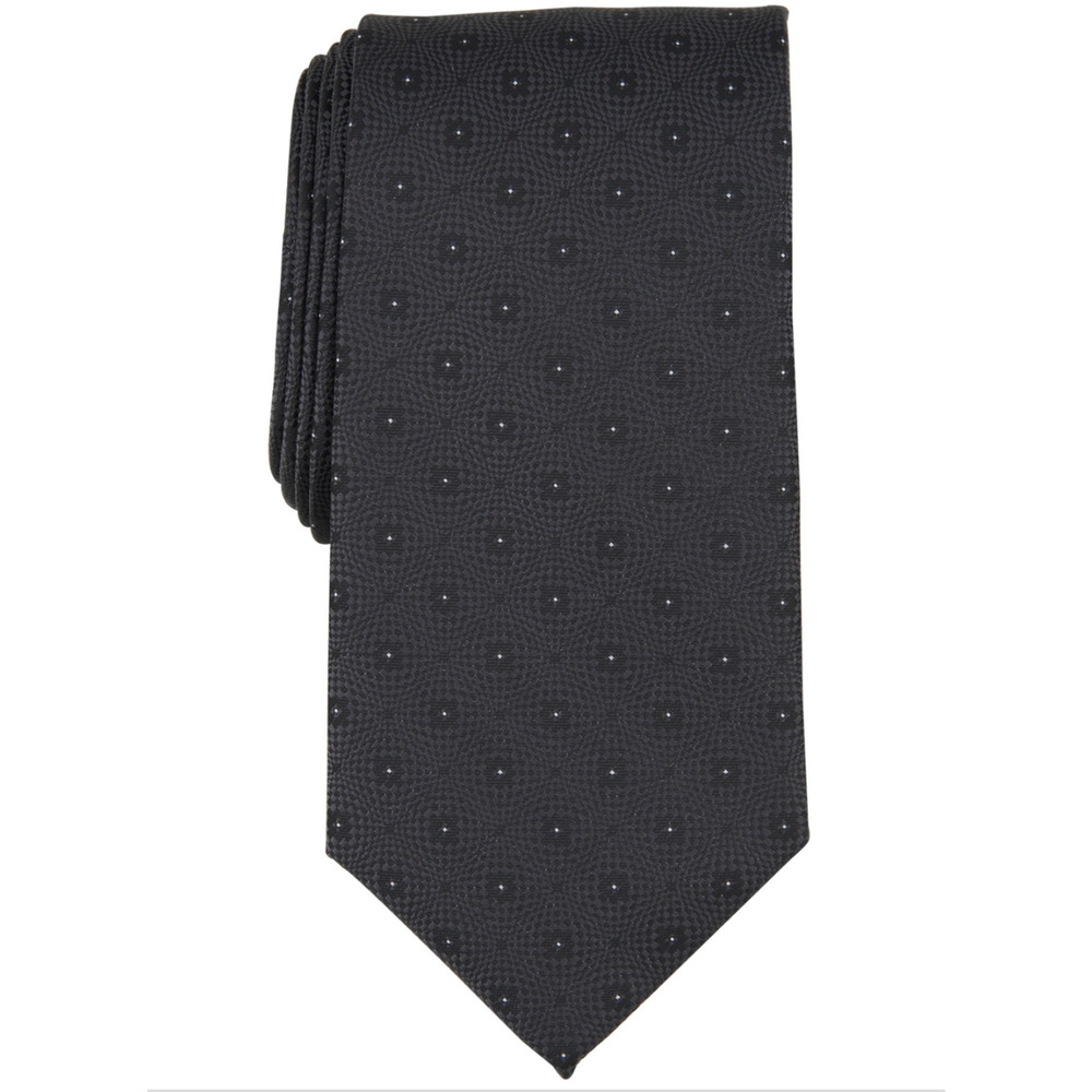 Perry Ellis Men Denning Geo-Pattern Tie Black